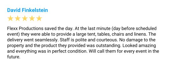 Five-star Google review from David Finkelstein