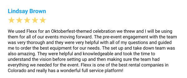 Five-star Google review from Lindsey Brown